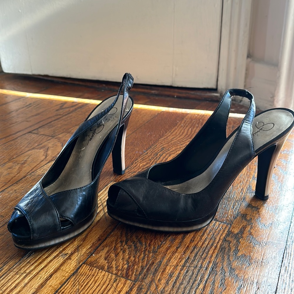 Jessica Simpson sling back peep-toe heels
